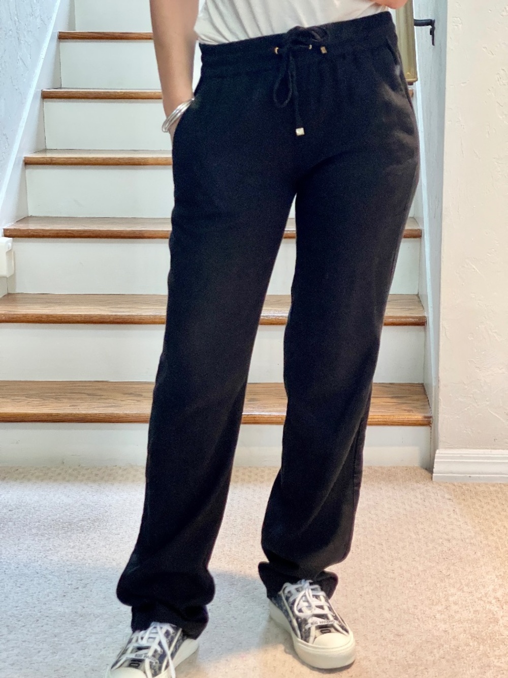 Love tree linen blend black pants women S